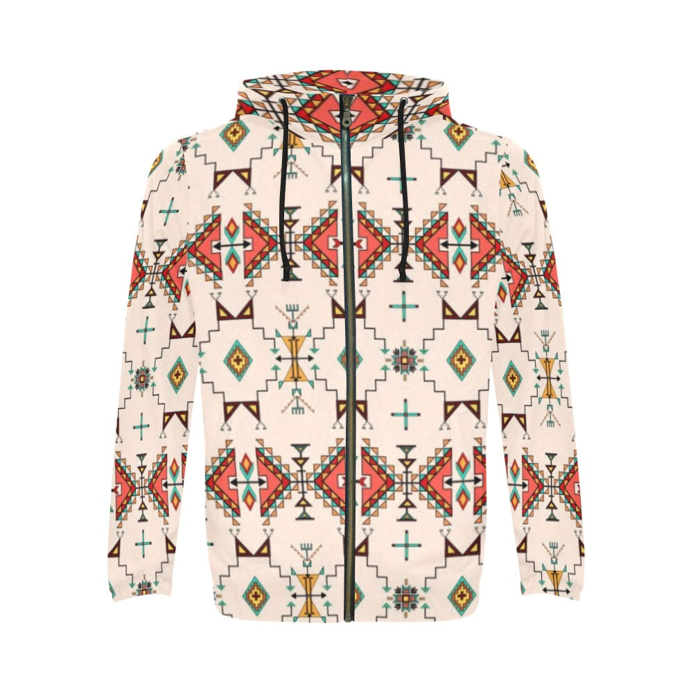 Thunder Flight Cream Men's Zipper Hoodie
