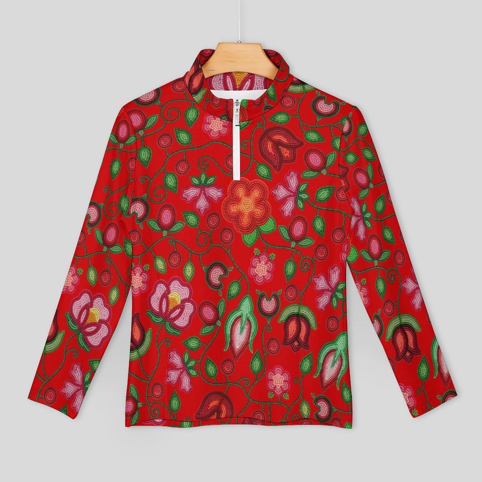 Rose Reverie Red Long Sleeve Yoga Shirt