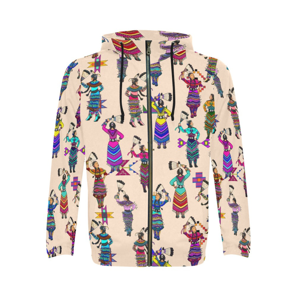 Women's Jingle Dancers Muslin Men's Zipper Hoodie