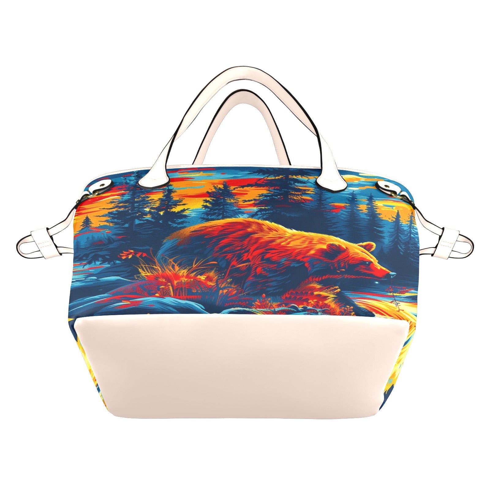 Fishing Bear Clover Canvas Tote Bag