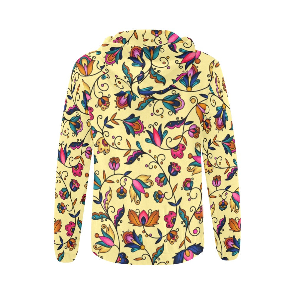 Copper Prairie Petals Yellow Full Zip Hoodie for Women