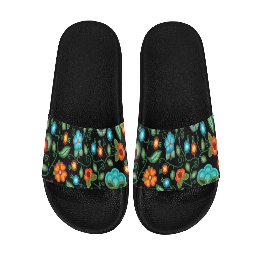 Prairie Fire Petals Black Women's Slide Sandals