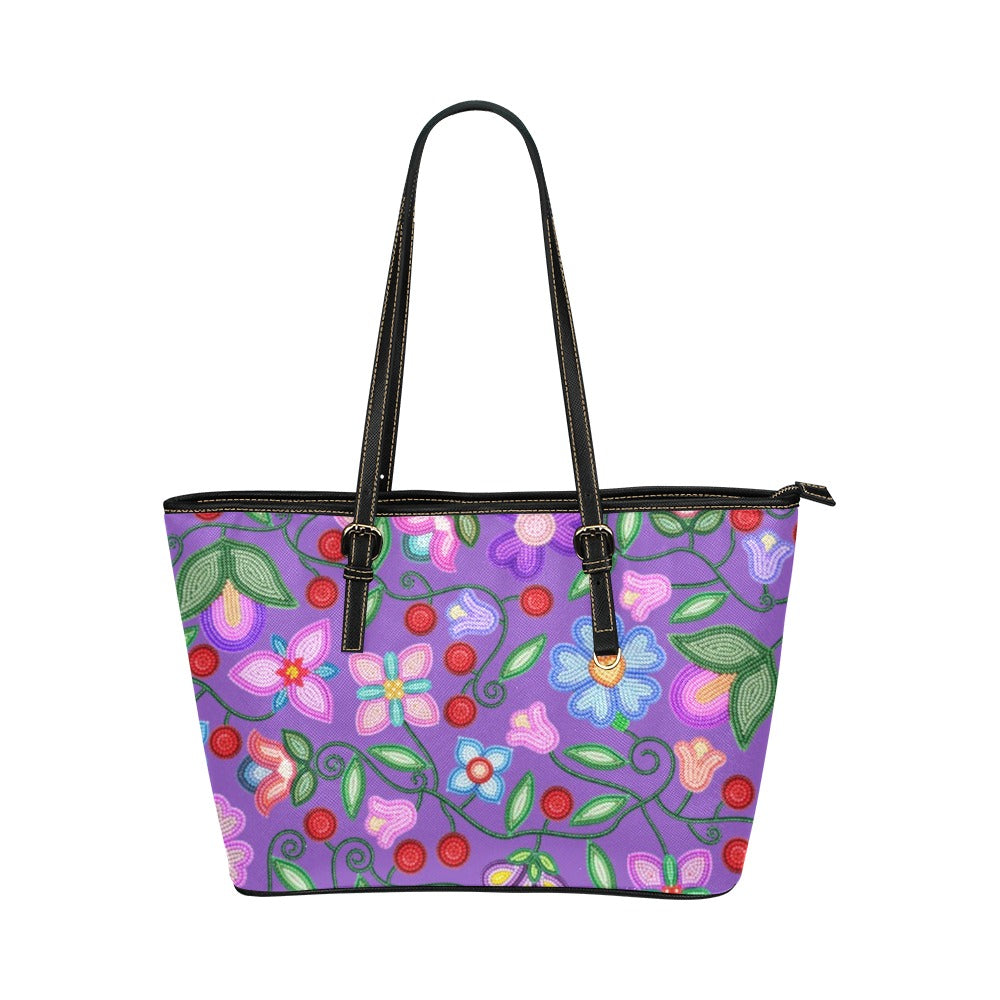 Petal Harmony Lavender Leather Tote Bag/Large