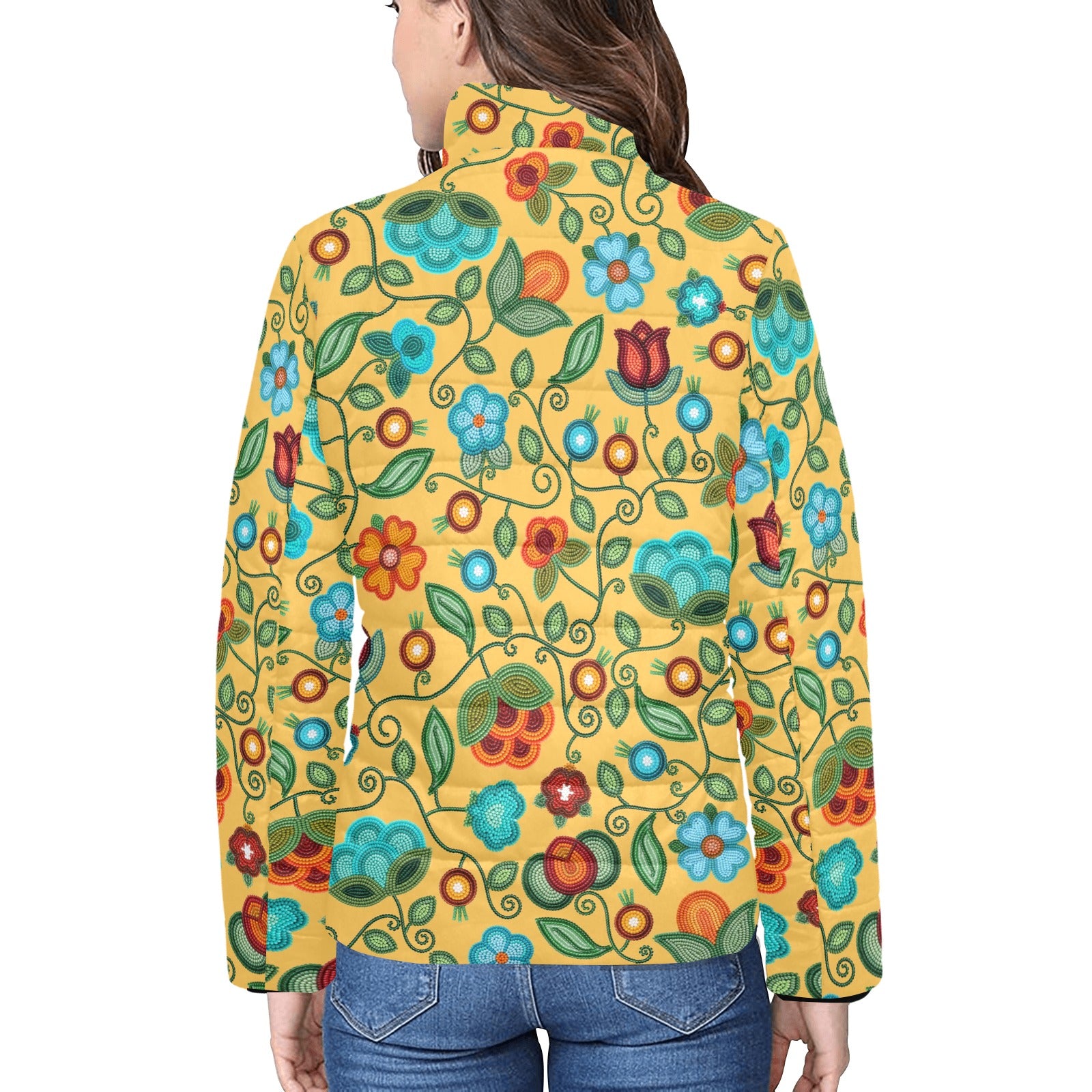 Prairie Fire Petals Honey Women's Stand Collar Padded Jacket