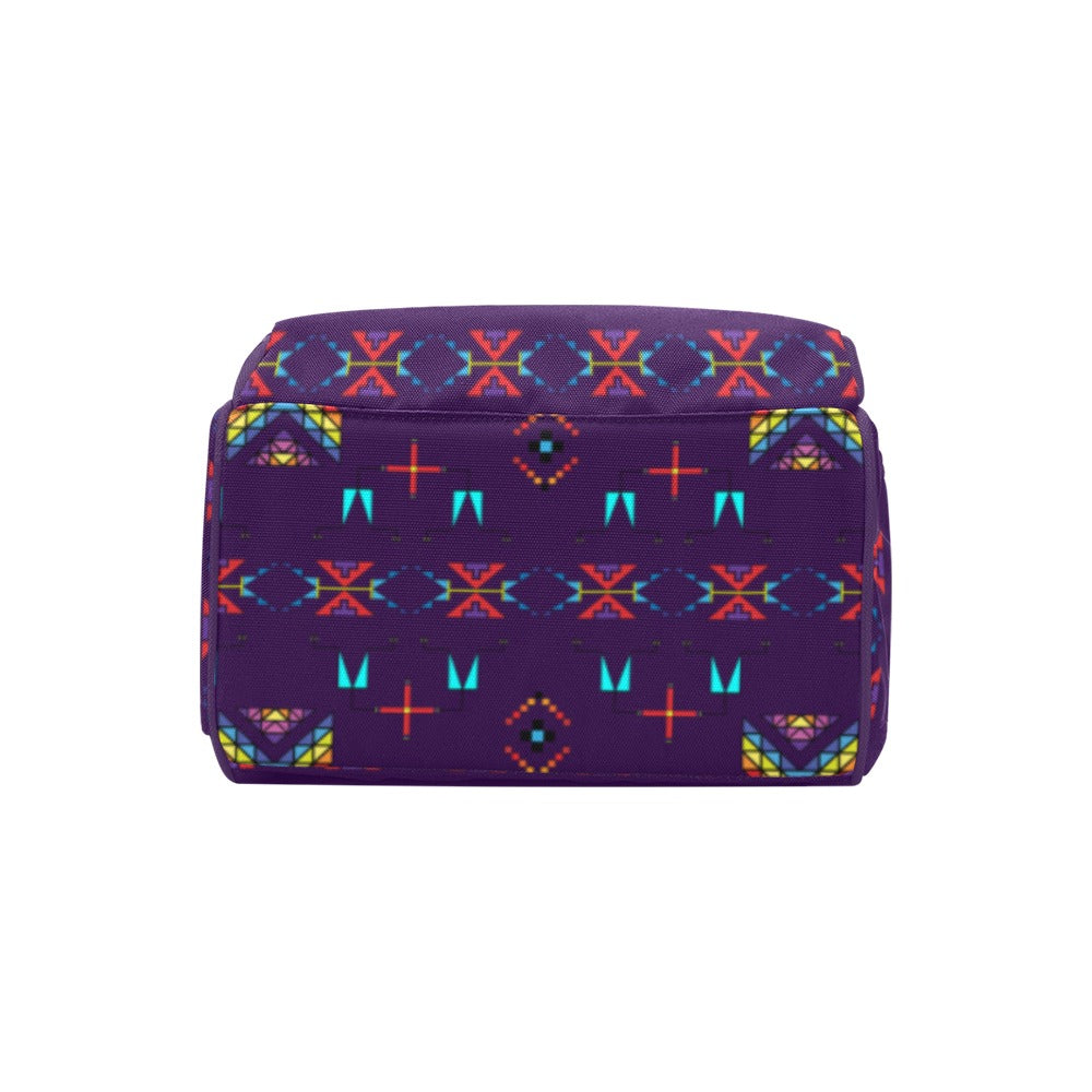 Rainy Chief Rainbow Dark Purple Multi-Function Diaper Backpack/Diaper Bag