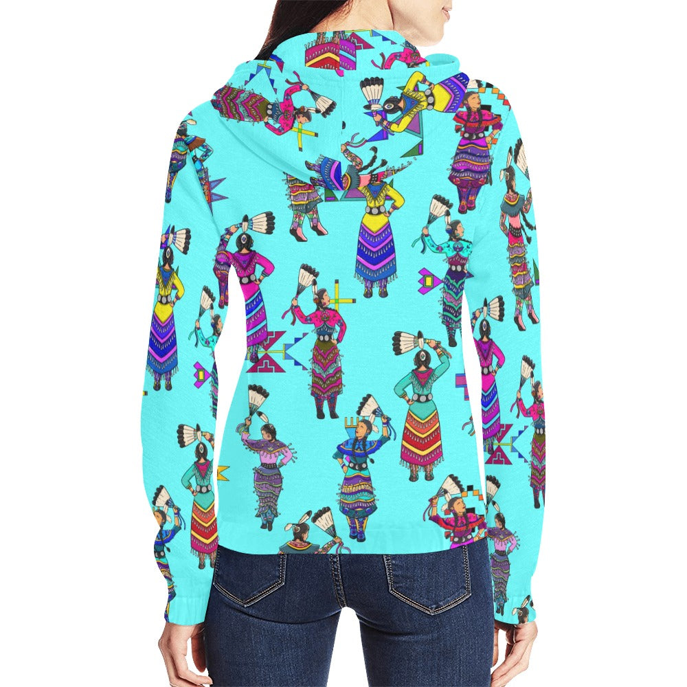 Women's Jingle Dancers Turquoise Full Zip Hoodie for Women
