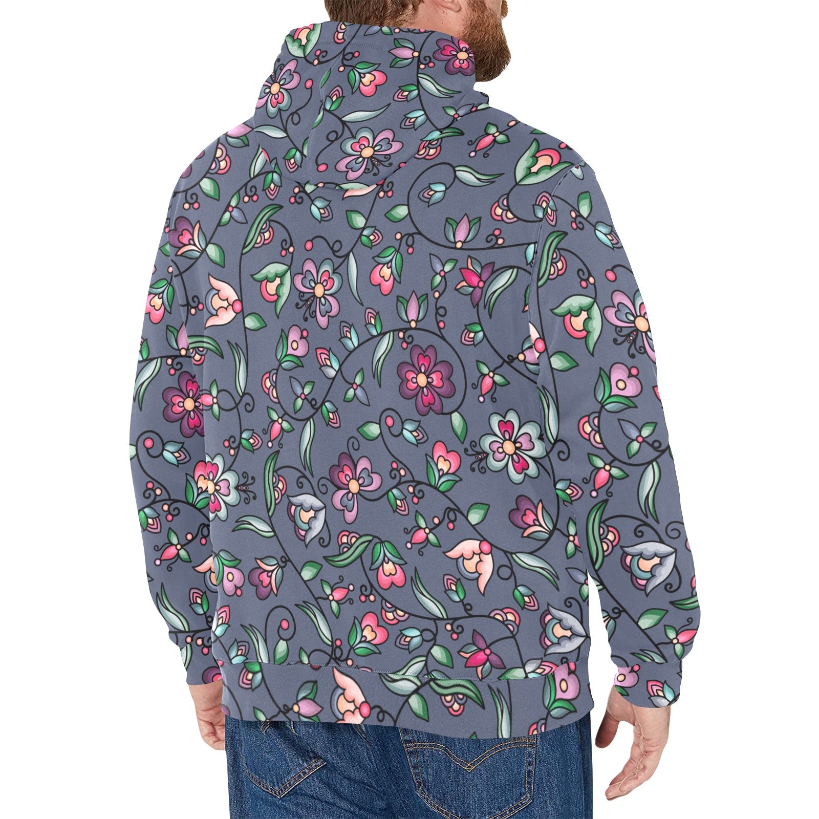 Amber Evening Garland Blue Men's Long Sleeve Fleece Hoodie