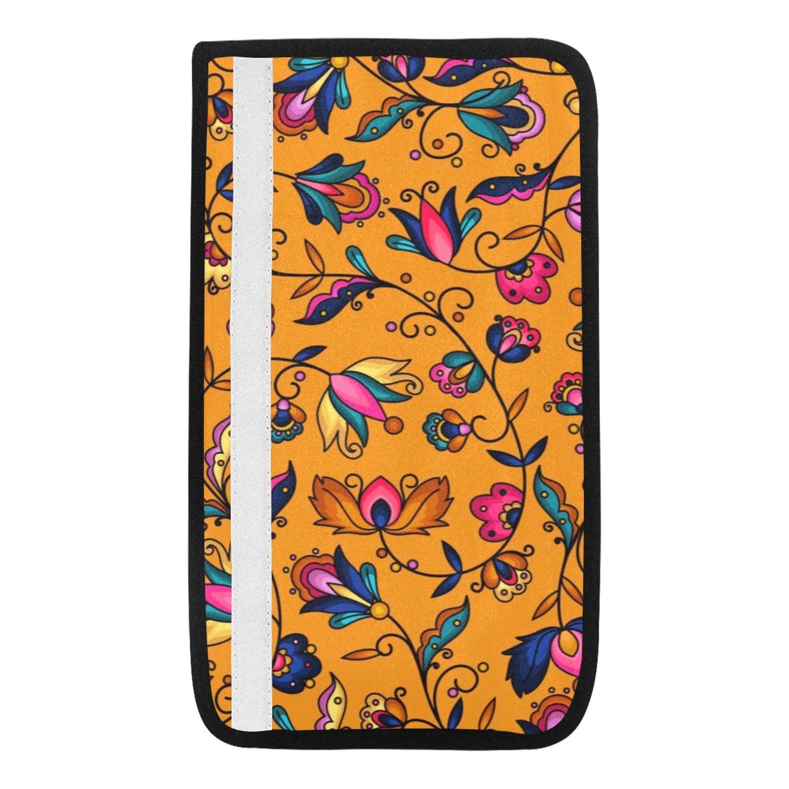 Copper Prairie Petals Orange Car Seat Belt Cover 7''x12.6'' (Pack of 2)
