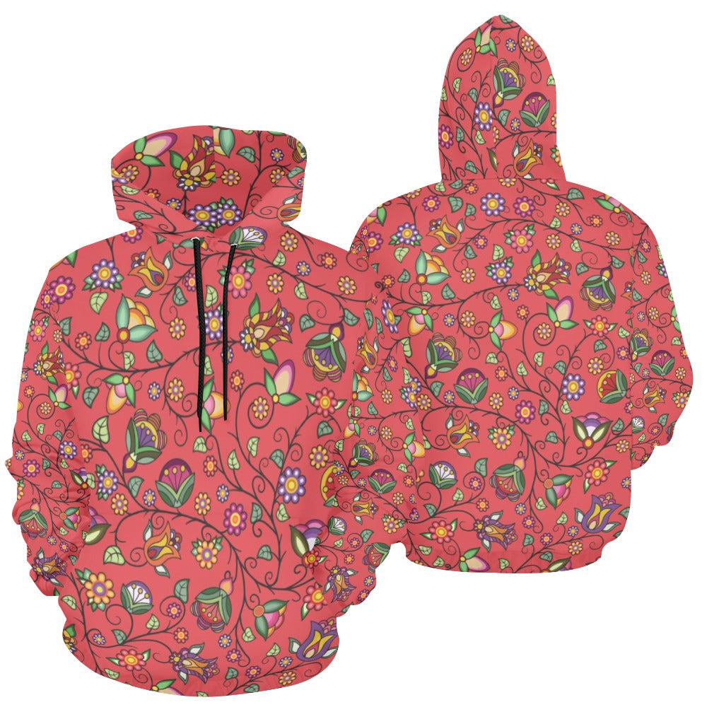 Heartbeat Petals Red Hoodie for Women (USA Size)