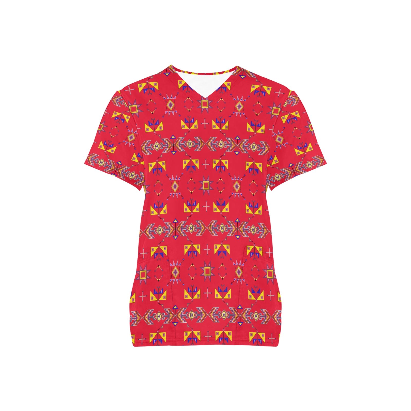 Scattered Generations Red Scrub Top