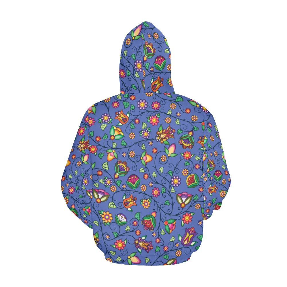 Heartbeat Petals Blue Hoodie for Women (USA Size)