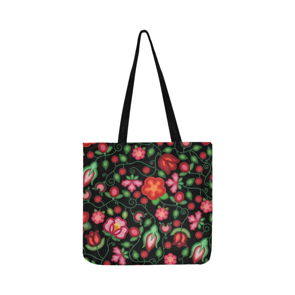 Rose Reverie Black Reusable Shopping Bag (Two sides)
