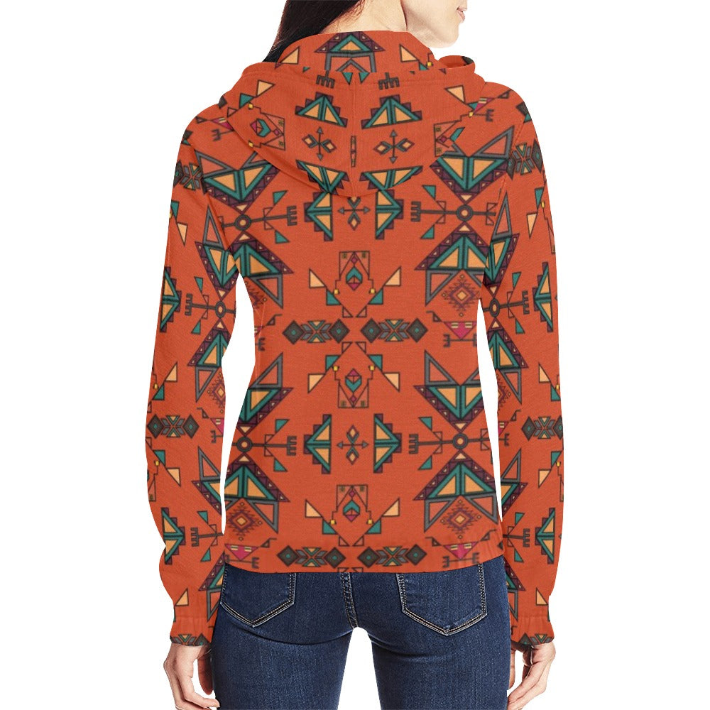 Arrow dawn Orange Full Zip Hoodie for Women