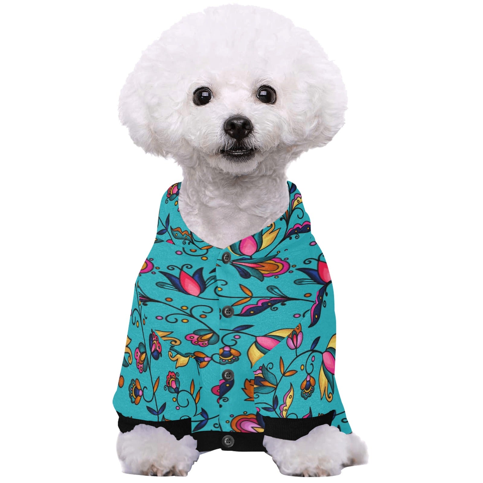 Copper Prairie Petals Turquoise Pet Dog Hoodie