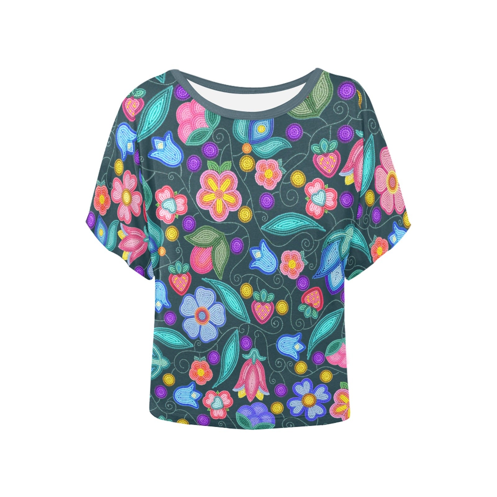 Sweet Offering Dark Teal Women's Batwing-Sleeved Blouse T-shirt