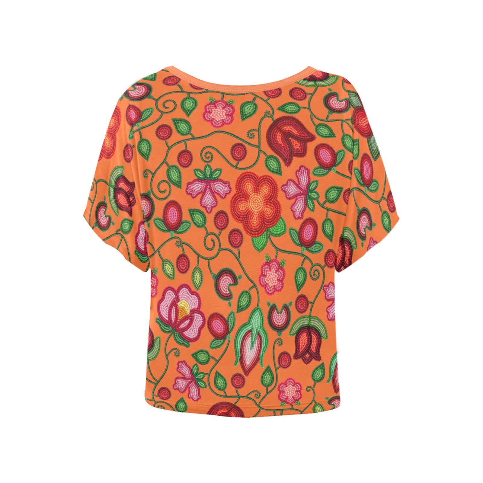 Rose Reverie Orange Women's Batwing-Sleeved Blouse T-shirt