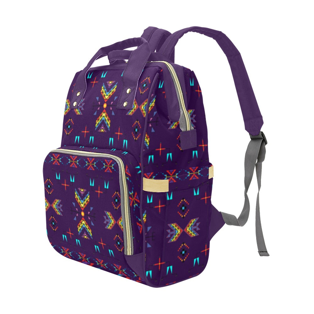 Rainy Chief Rainbow Dark Purple Multi-Function Diaper Backpack/Diaper Bag