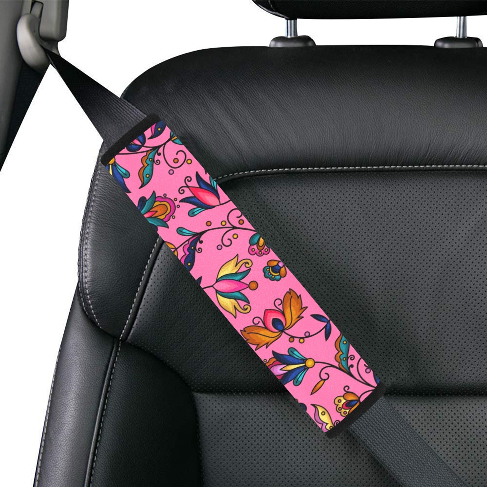 Copper Prairie Petals Pink Car Seat Belt Cover 7''x12.6'' (Pack of 2)