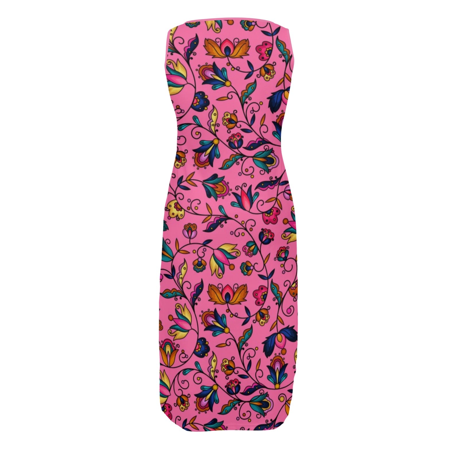 Copper Prairie Petals Pink Phaedra Sleeveless Open Fork Long Dress