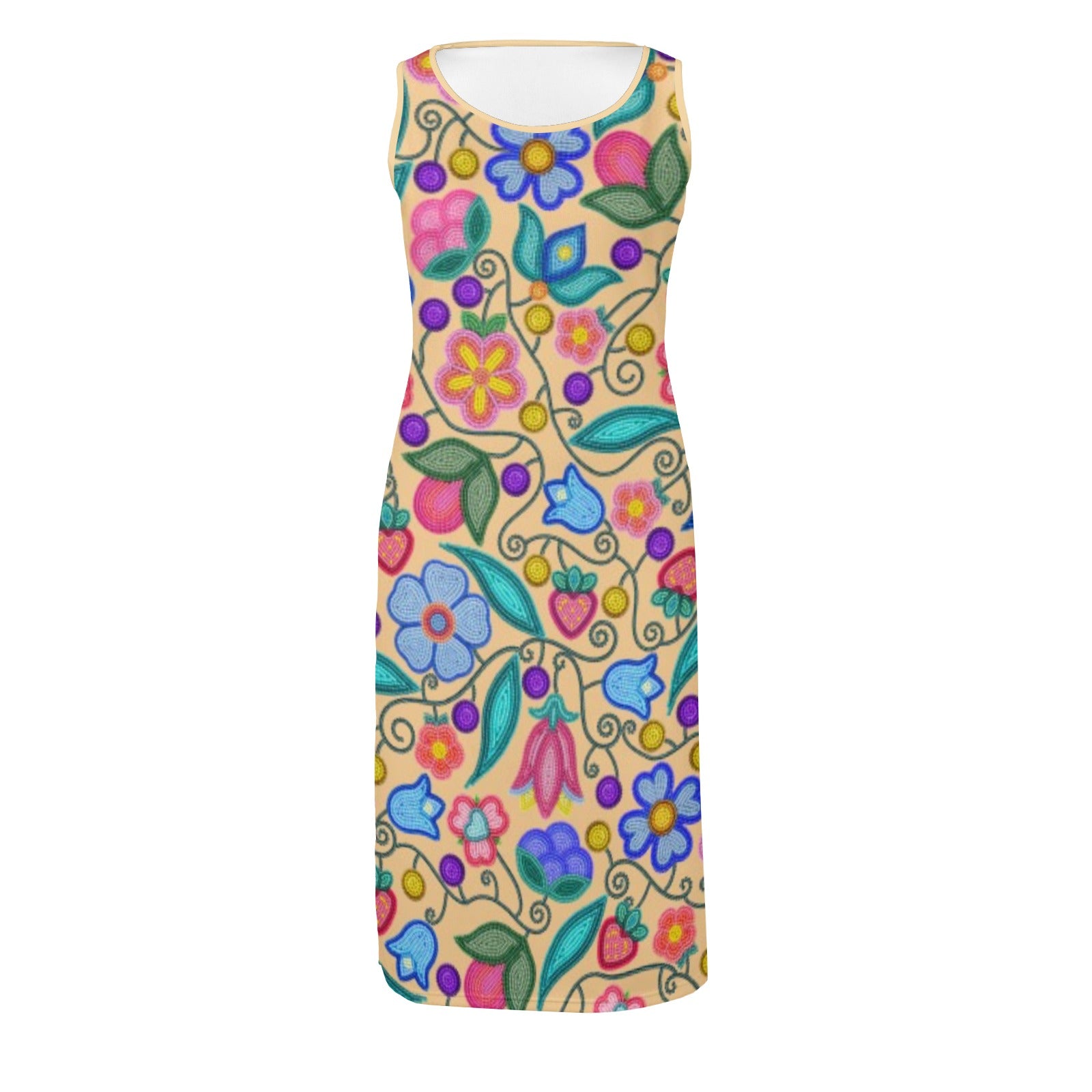 Sweet Offering Cream Phaedra Sleeveless Open Fork Long Dress