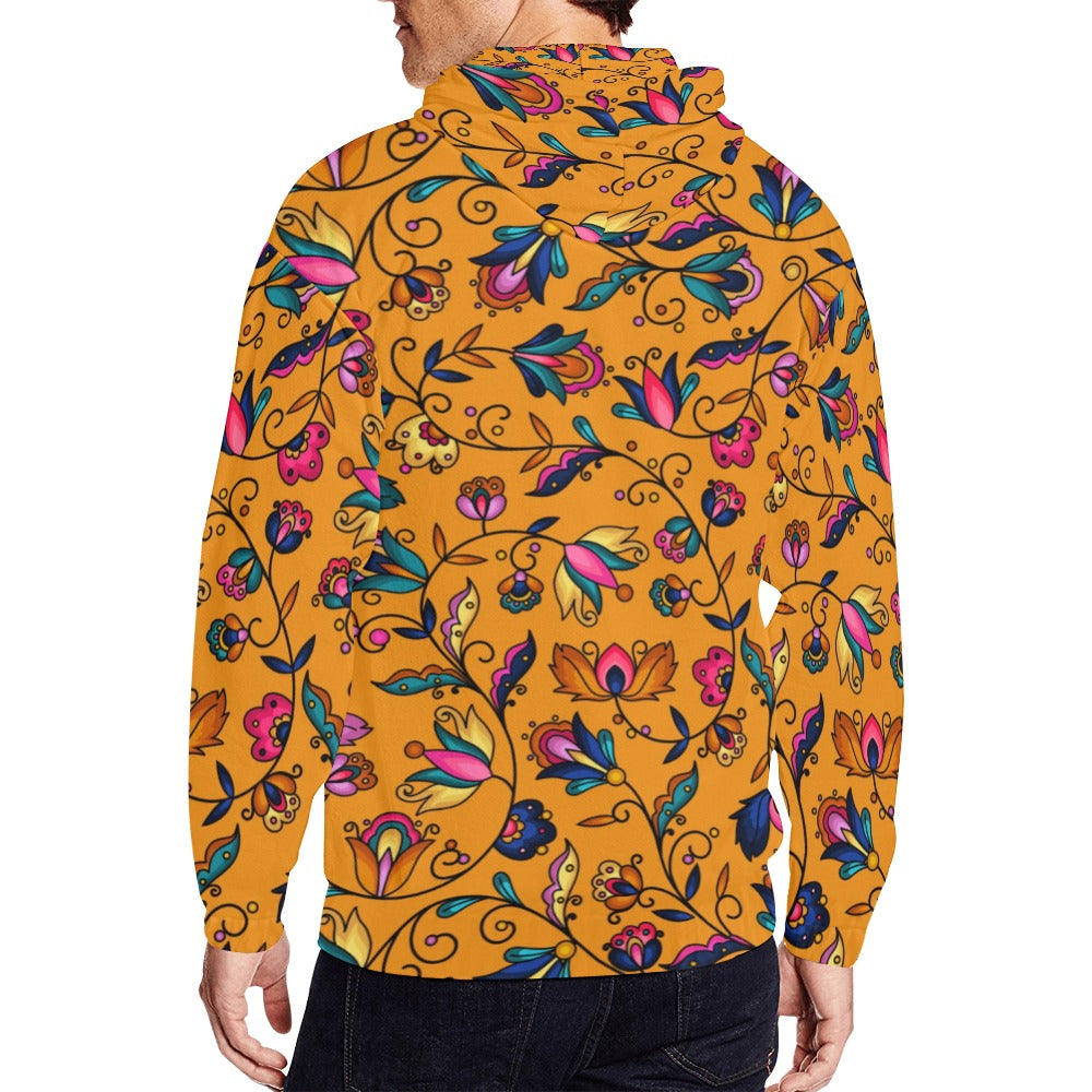 Copper Prairie Petals Orange Men's Zipper Hoodie