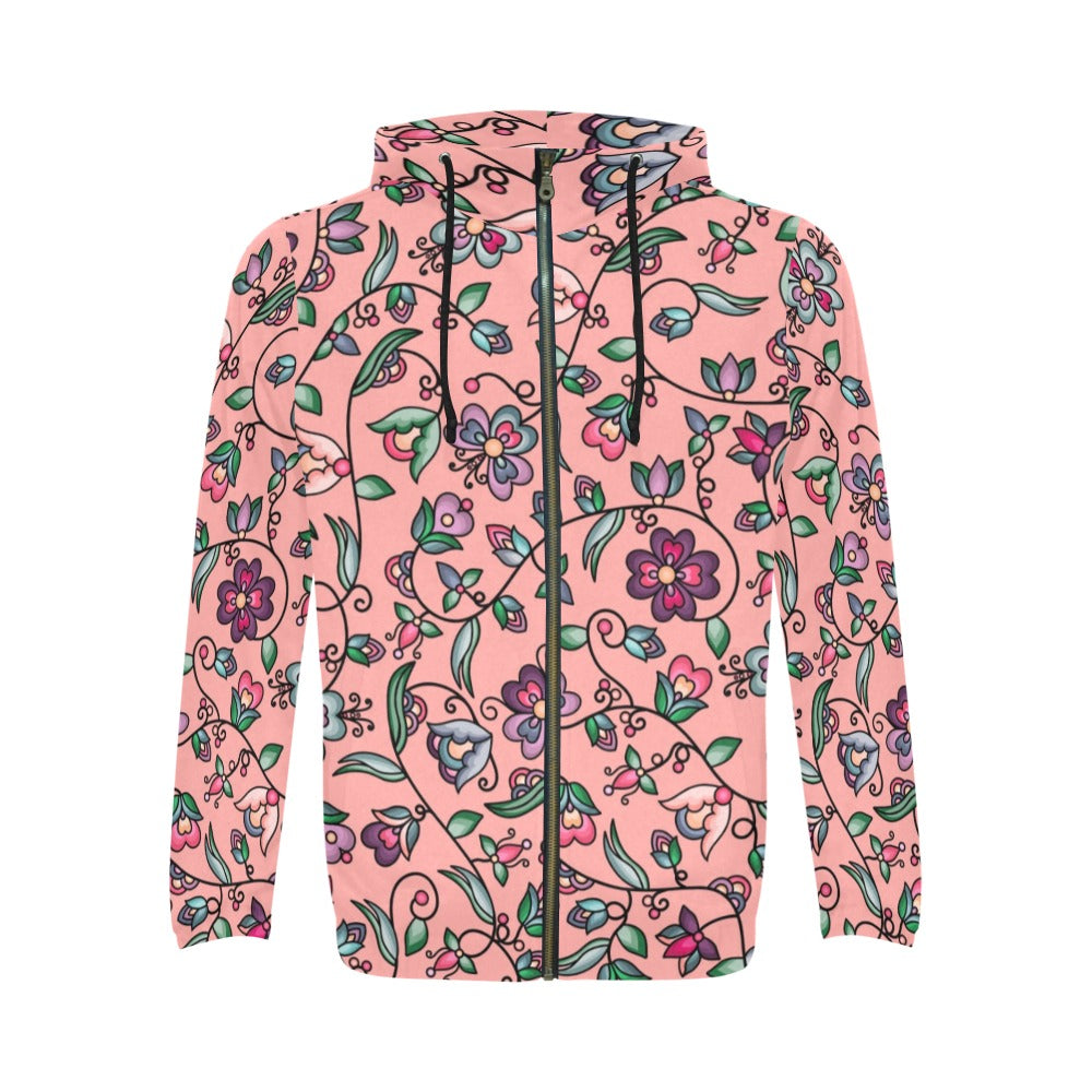 Amber Evening Garland Peach Men's Zipper Hoodie