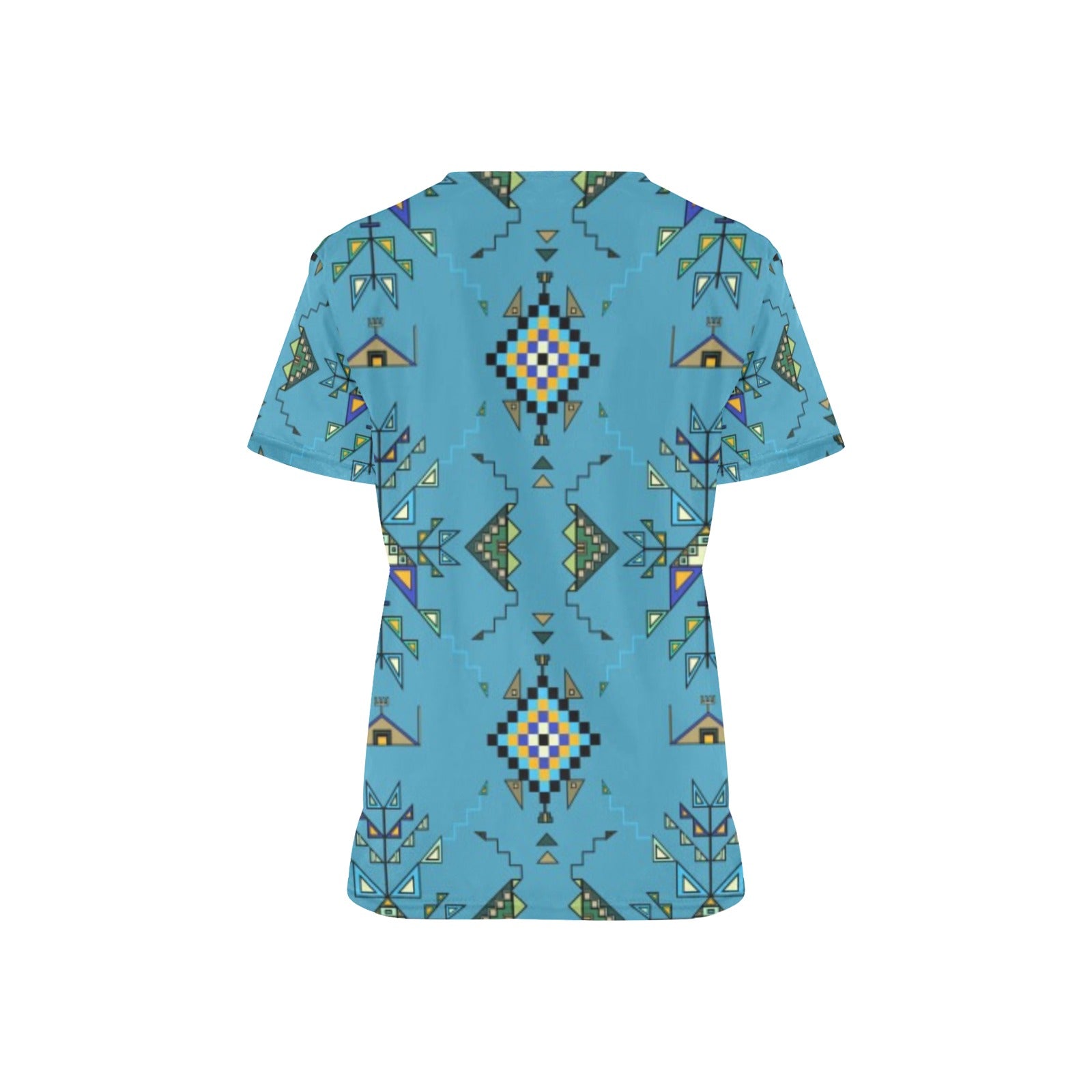 Bear Shield Blue Scrub Top