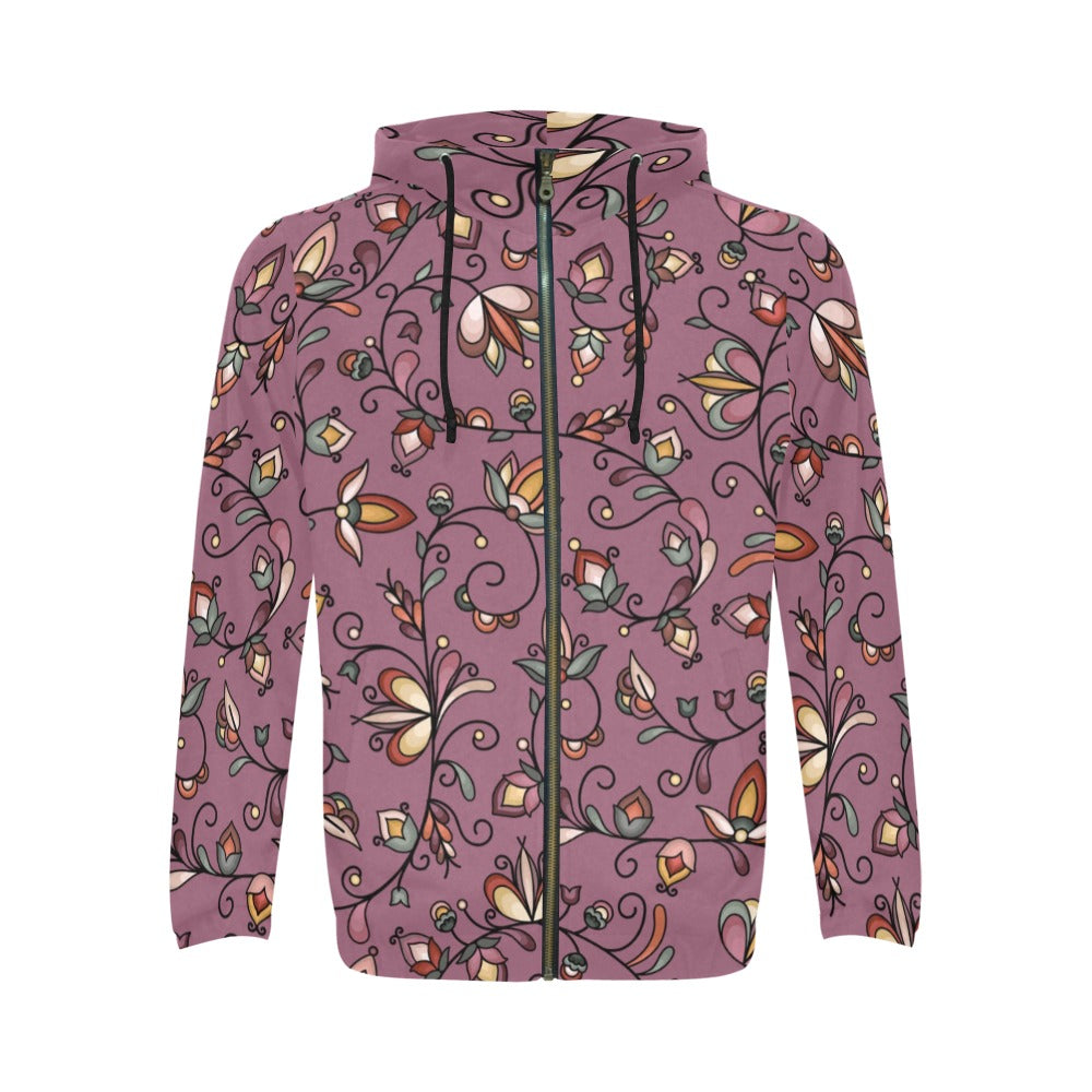 Burnt Sky Petals Magenta Men's Zipper Hoodie