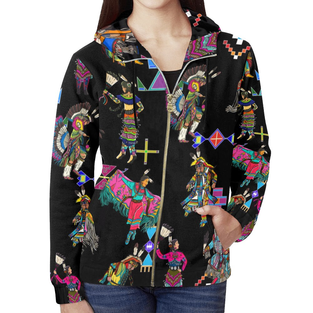 Grand Entry Dancers Black Full Zip Hoodie for Women