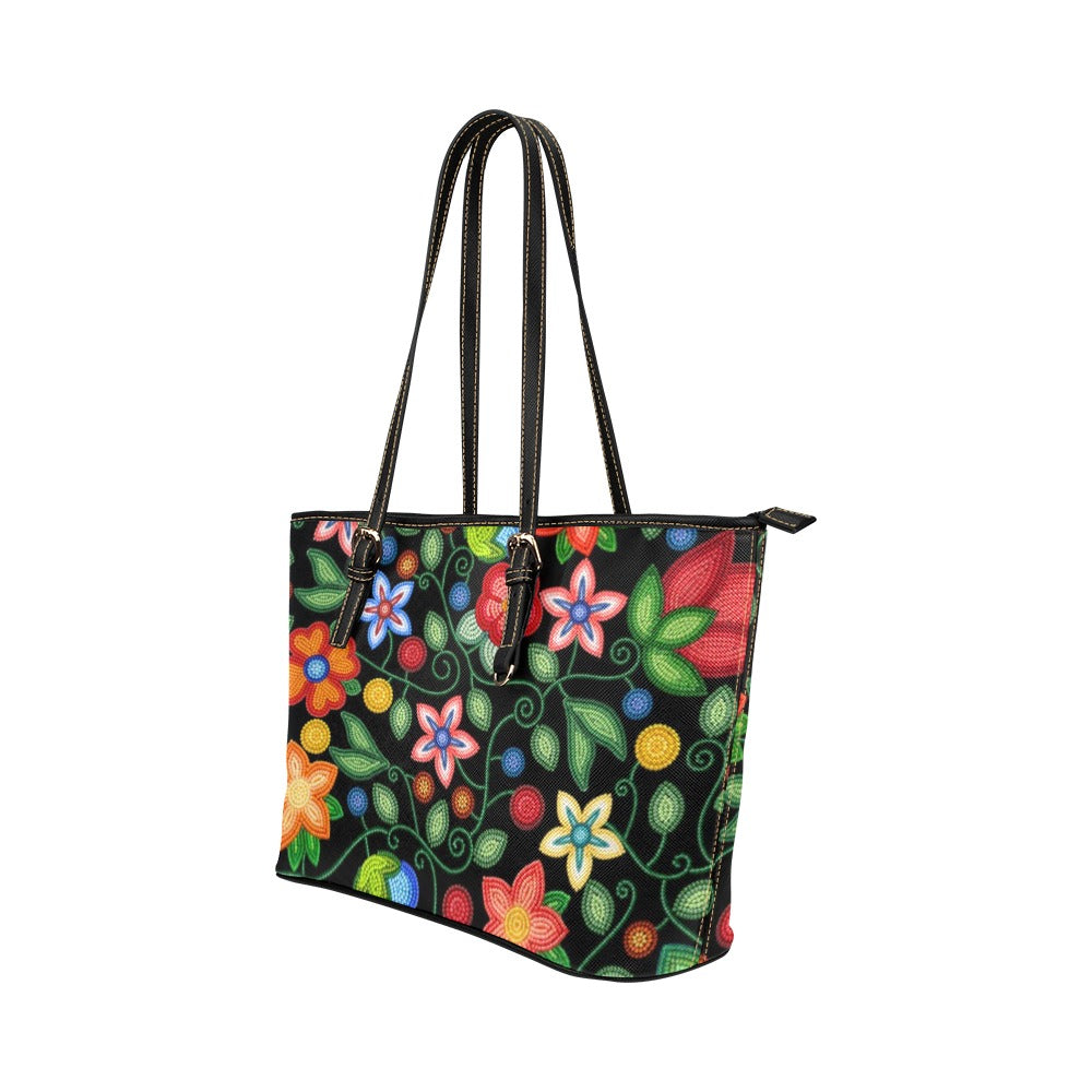 Morning Harmony Black Leather Tote Bag/Large