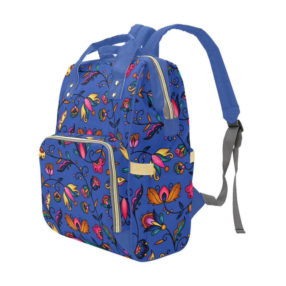 Copper Prairie Petals Blue Multi-Function Diaper Backpack/Diaper Bag