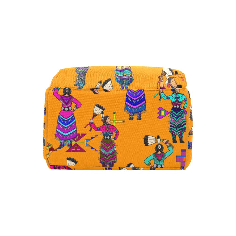 Women's Jingle Dancers Orange Multi-Function Diaper Backpack/Diaper Bag
