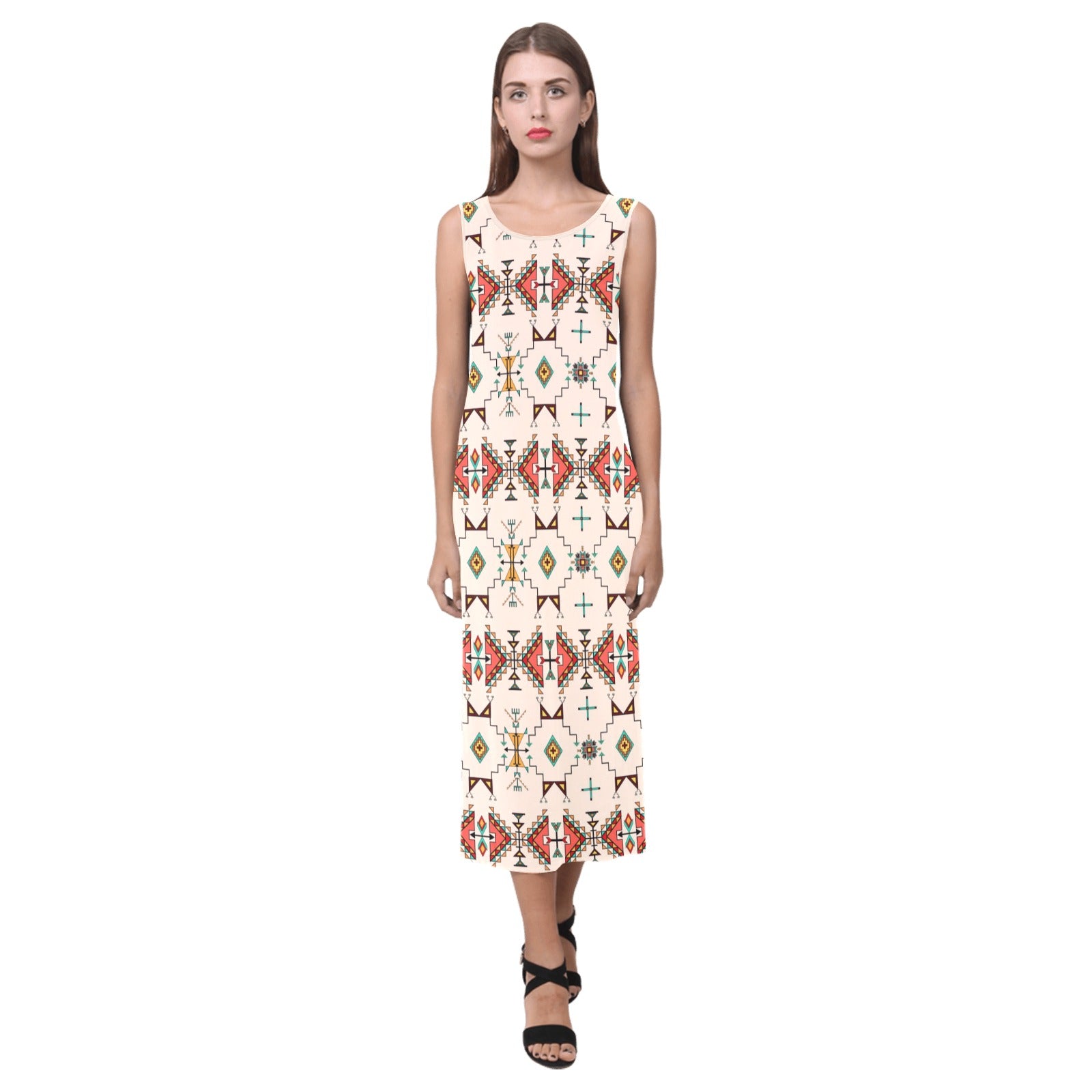 Thunder Flight Cream Phaedra Sleeveless Open Fork Long Dress