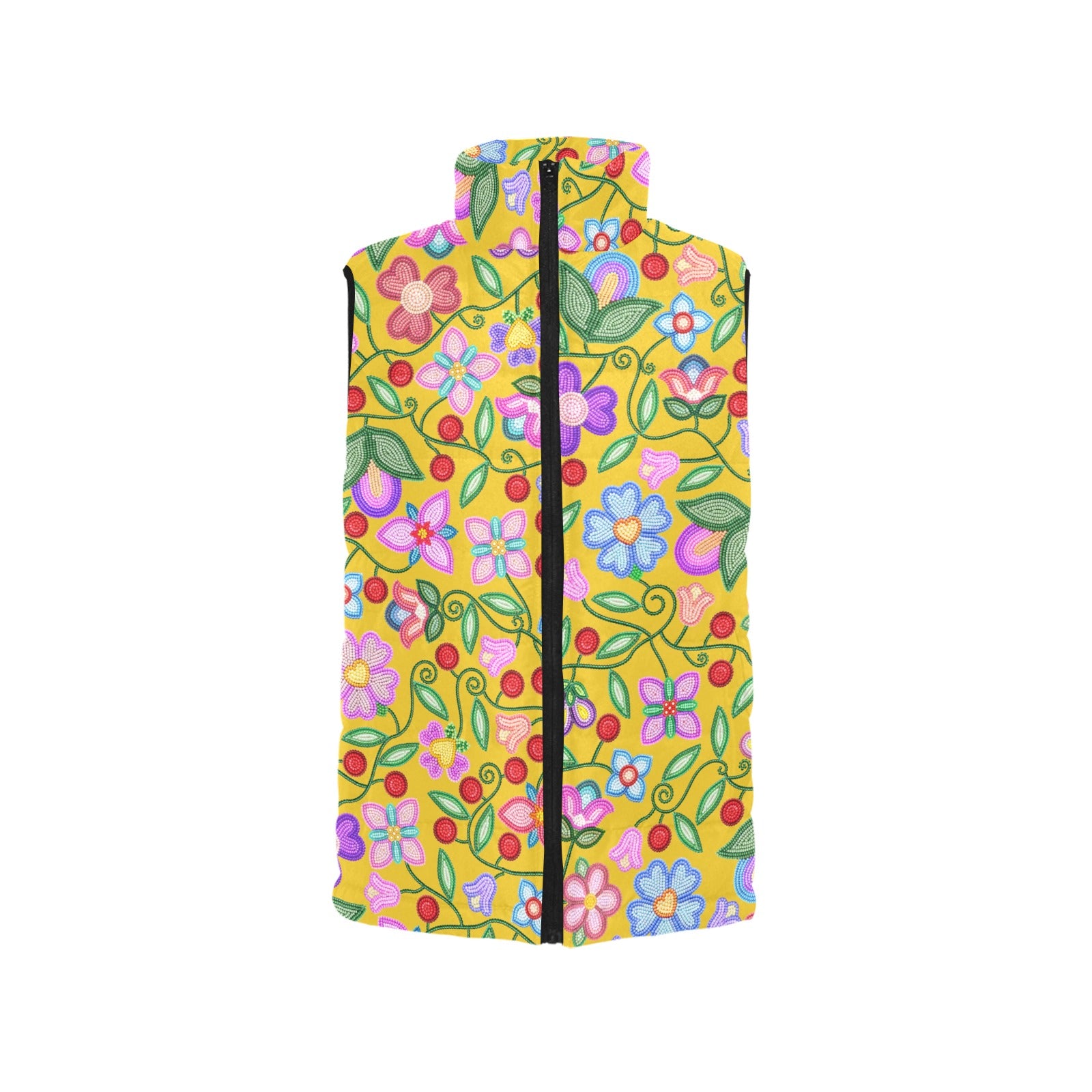 Petal Harmony Ochre Women's Padded Vest Jacket