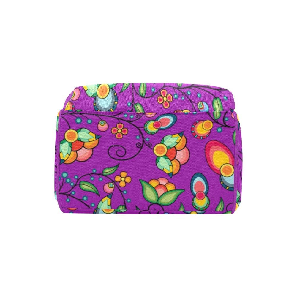 Floral Bounty Purple Multi-Function Diaper Backpack/Diaper Bag
