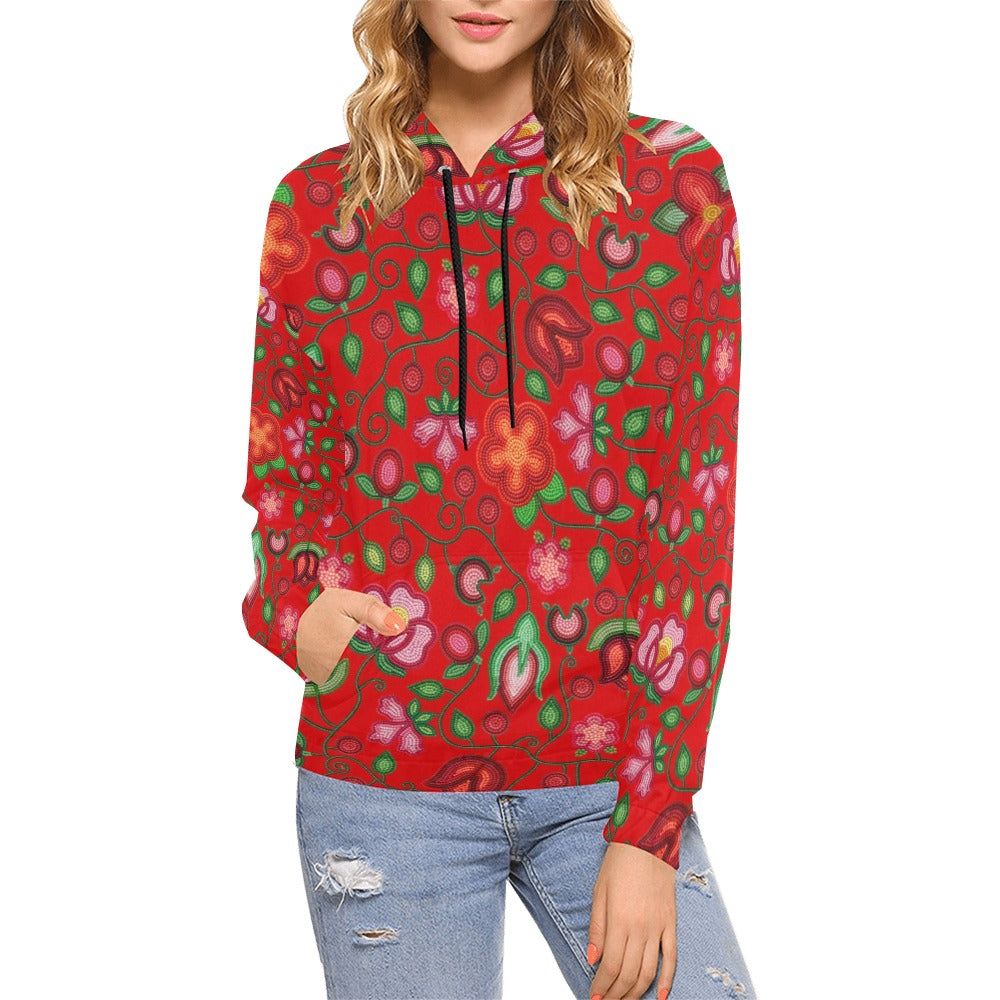Rose Reverie Red All Over Print Hoodie for Women (USA Size)