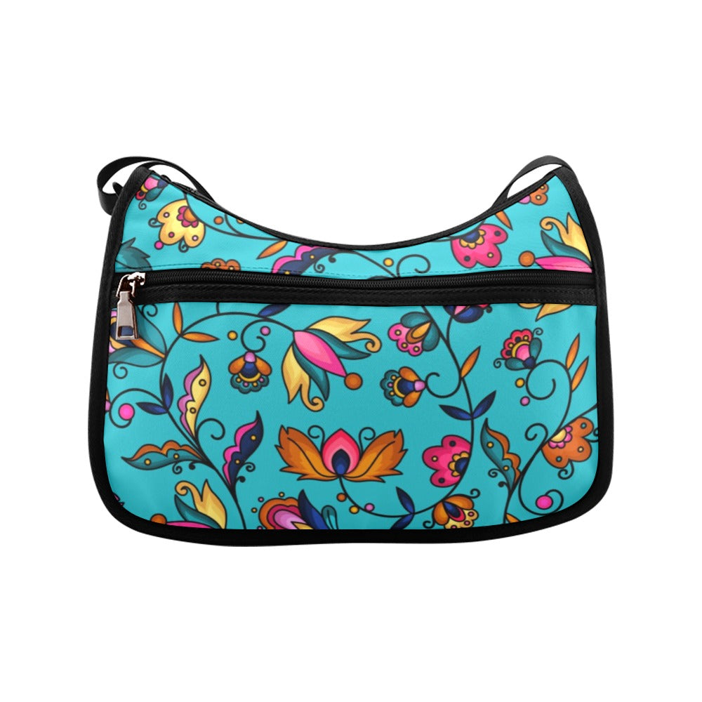 Copper Prairie Petals Turquoise Crossbody Bag