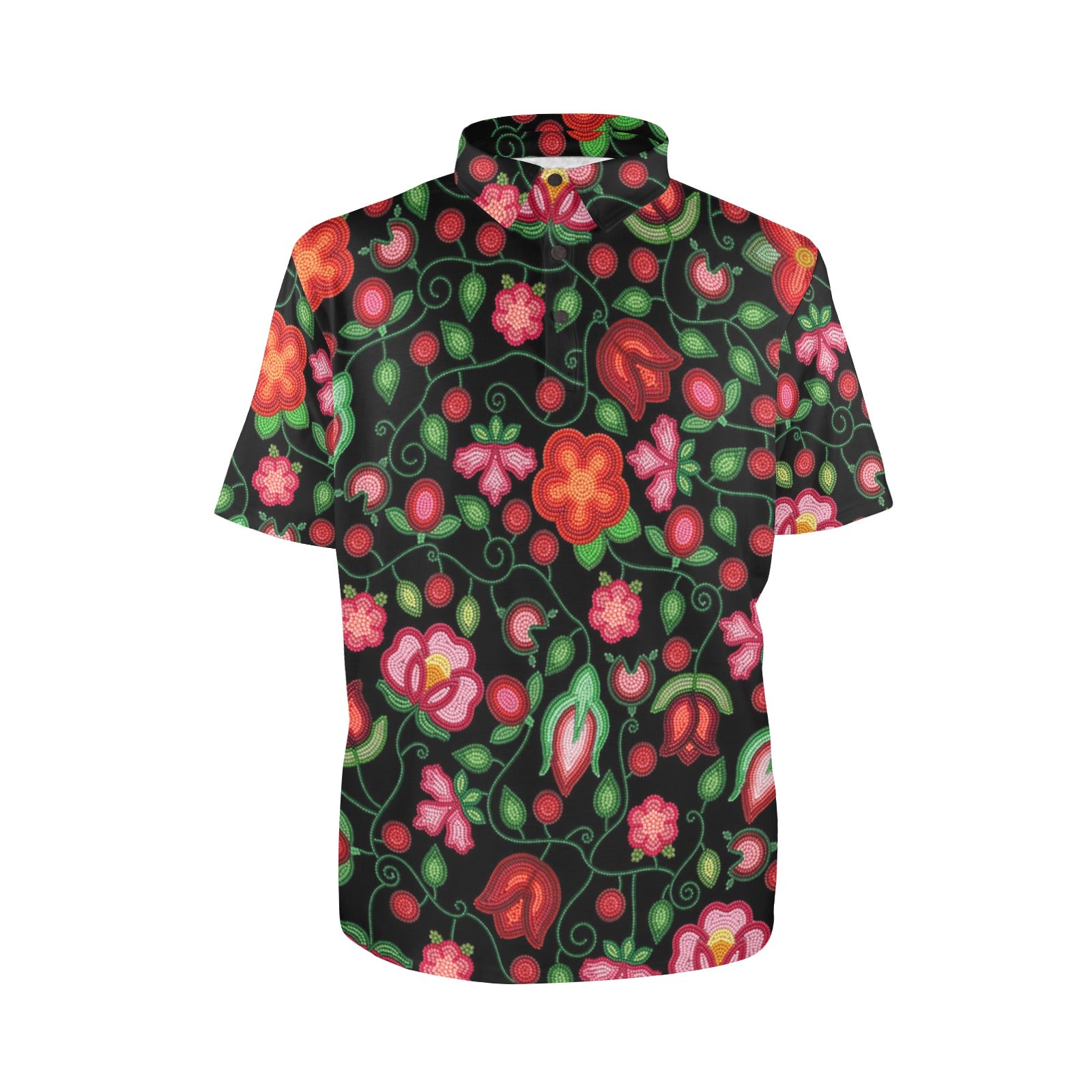 Rose Reverie Black Polo Shirt