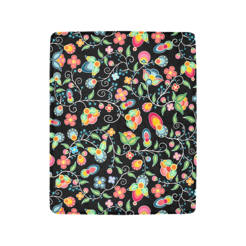 Floral Bounty Black Ultra-Soft Micro Fleece Blanket 40"x50"