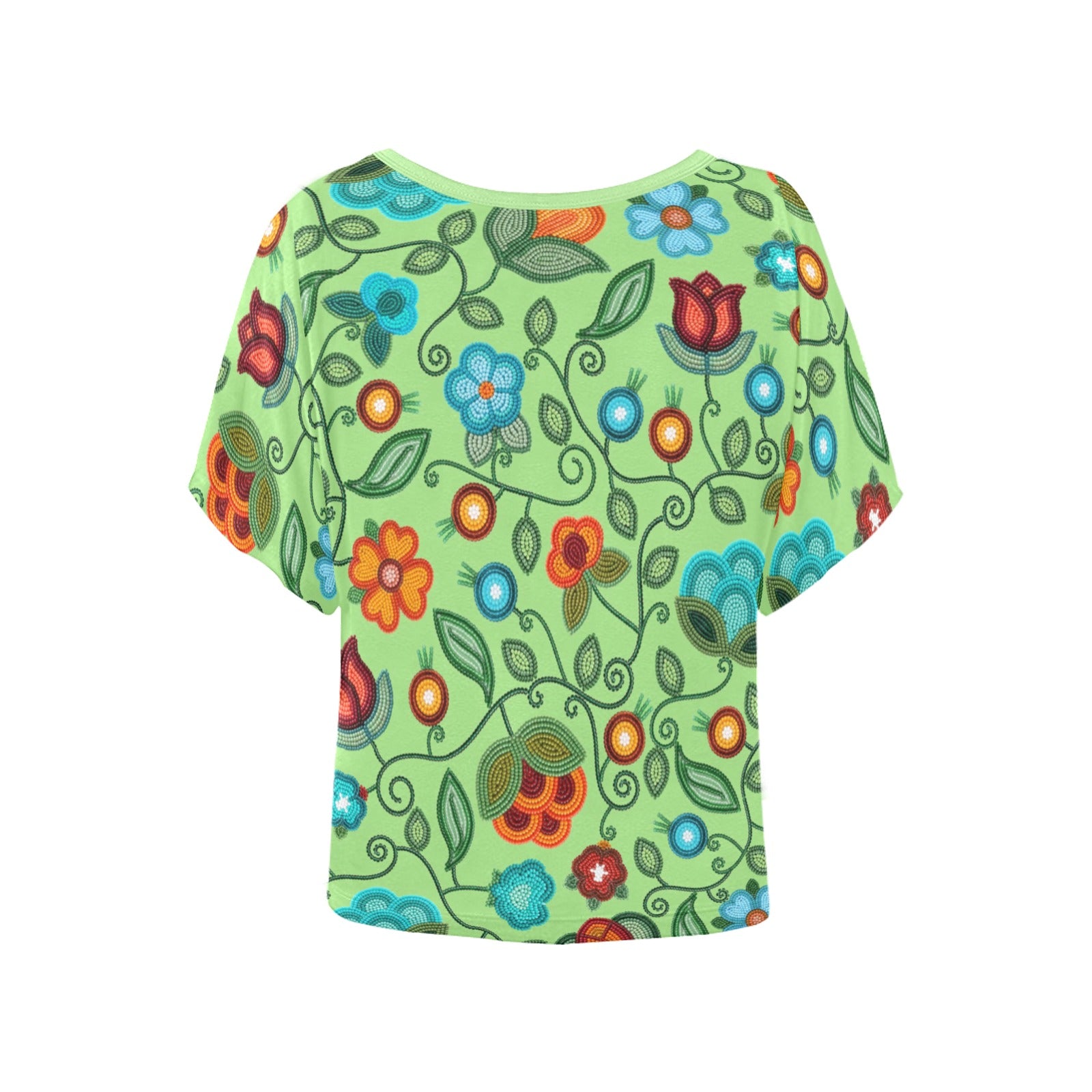 Prairie Fire Petals Sage Women's Batwing-Sleeved Blouse T-shirt