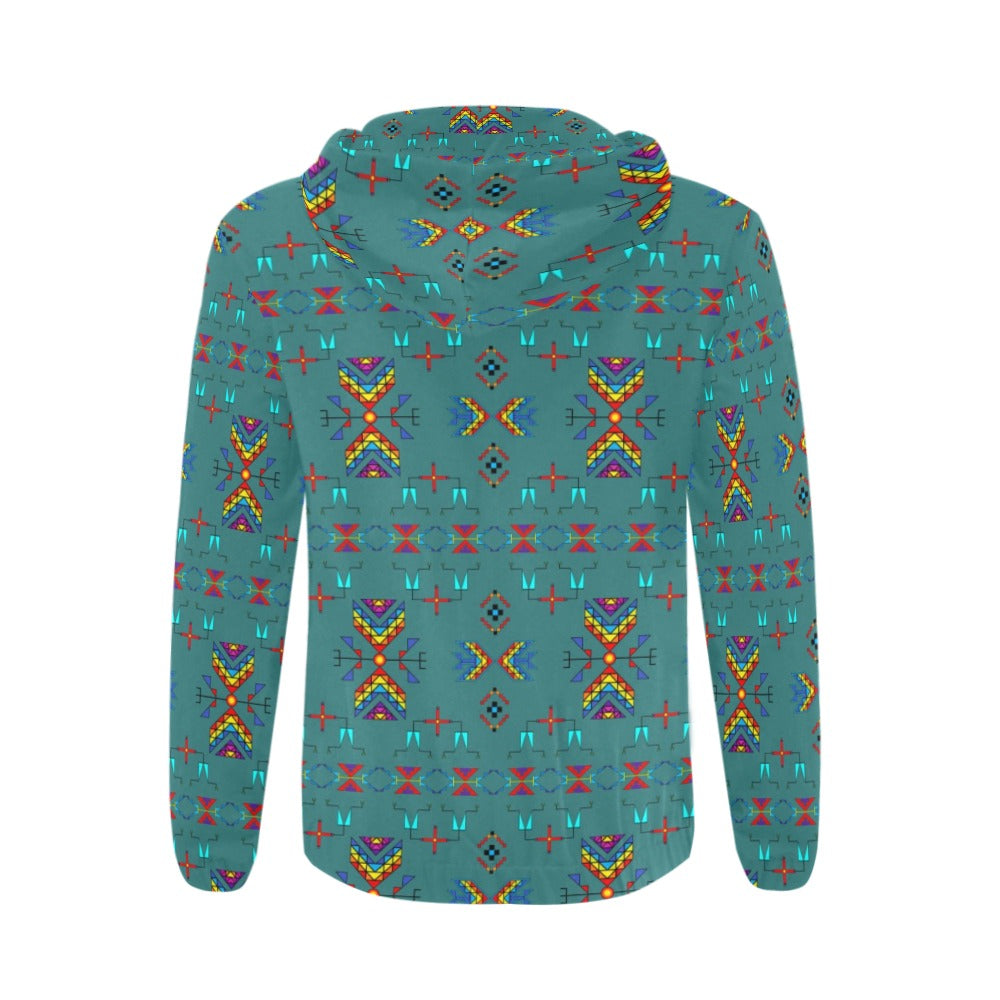 Rainy Chief Rainbow Teal Sky Men's Zipper Hoodie