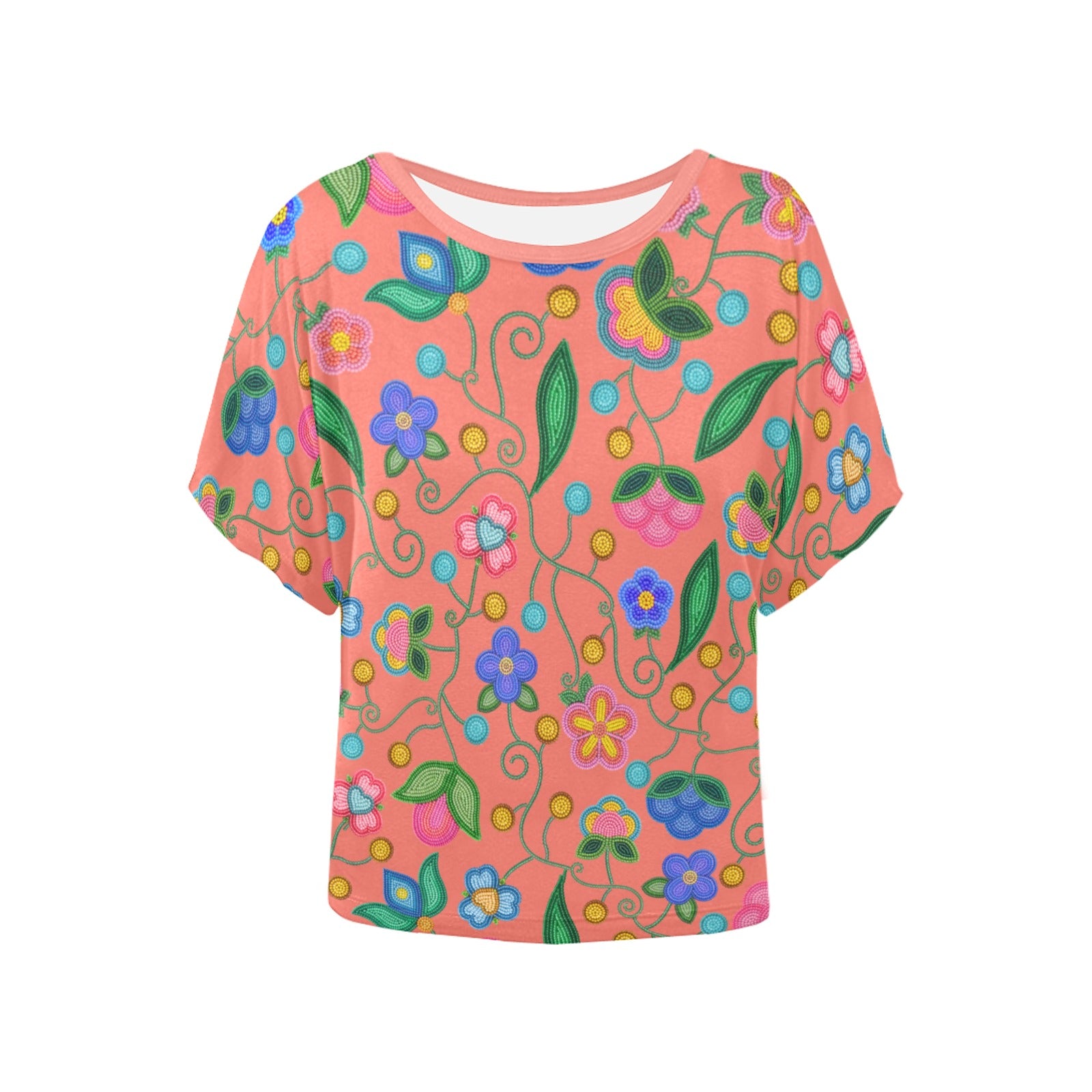 Skyberry Serenade Peach Women's Batwing-Sleeved Blouse T-shirt