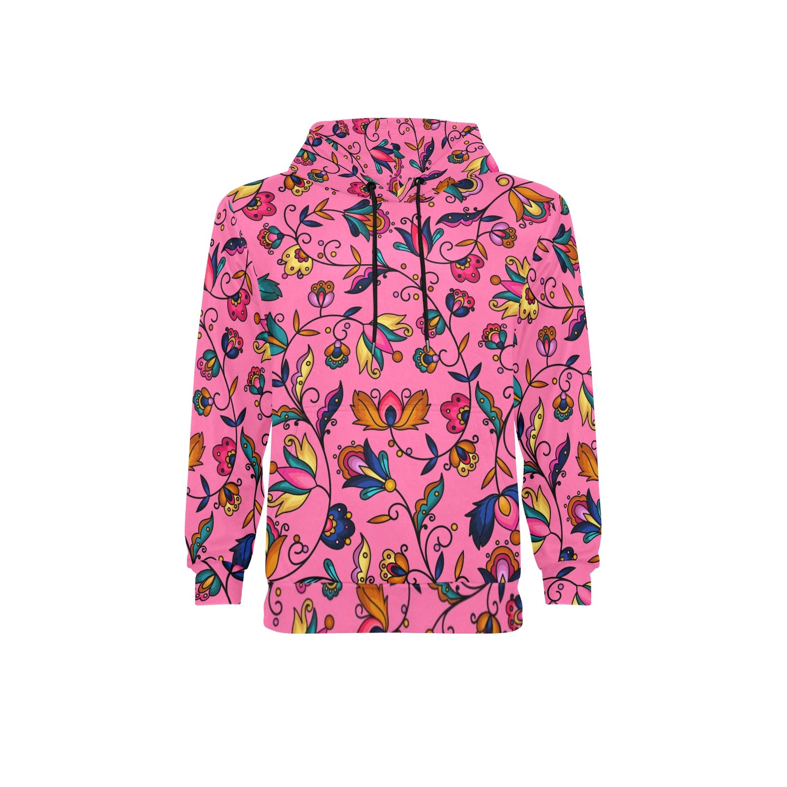 Copper Prairie Petals Pink Men's Long Sleeve Fleece Hoodie