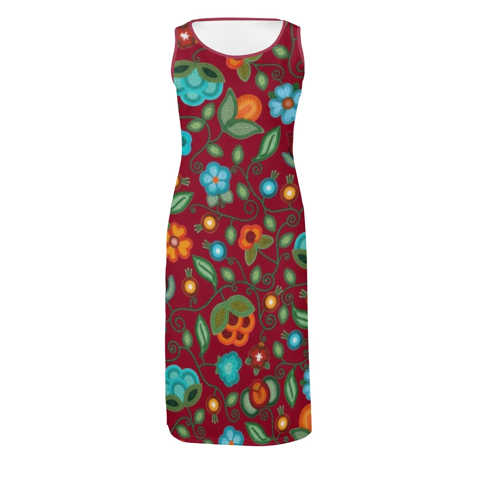 Prairie Fire Petals Red Phaedra Sleeveless Open Fork Long Dress