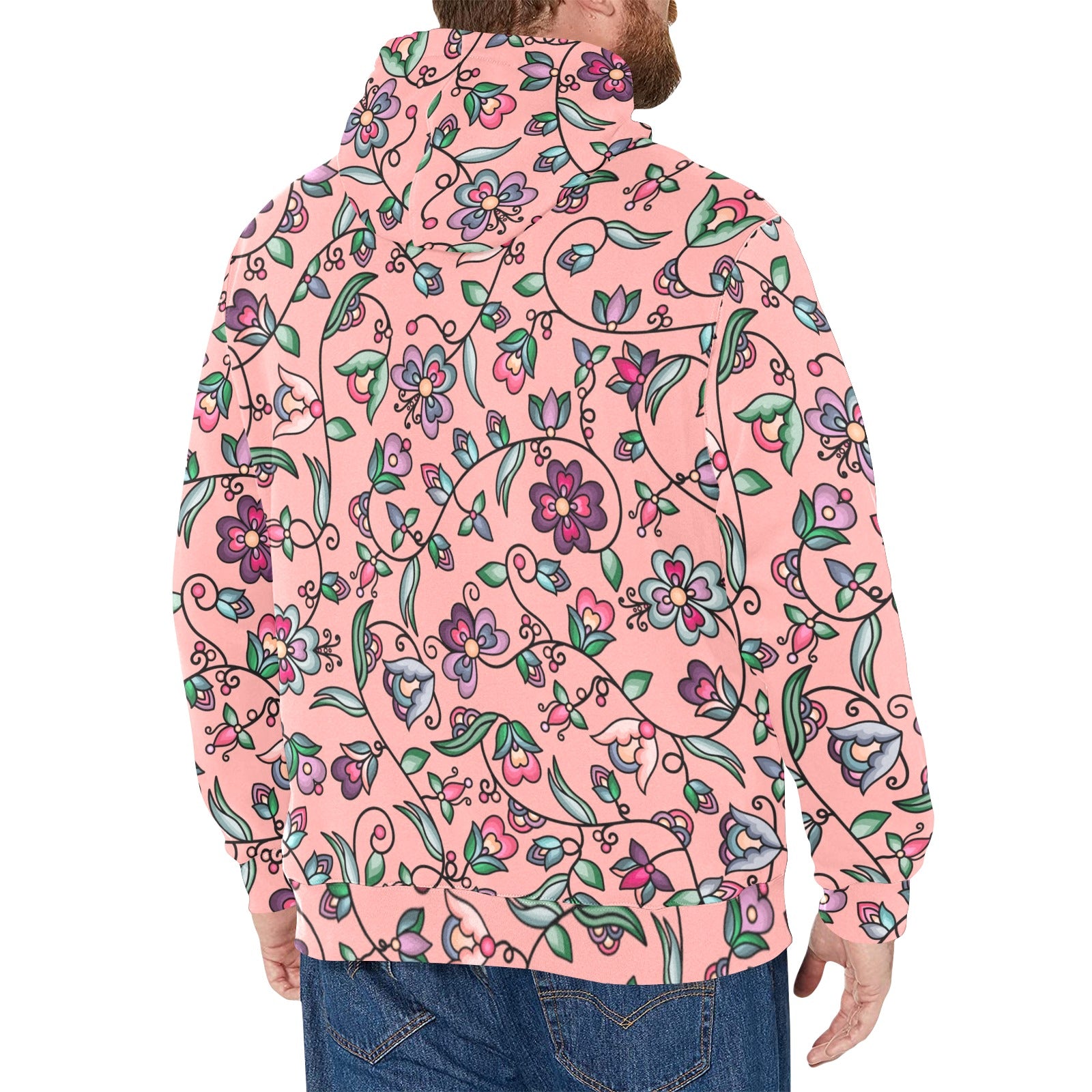Amber Evening Garland Peach Men's Long Sleeve Fleece Hoodie