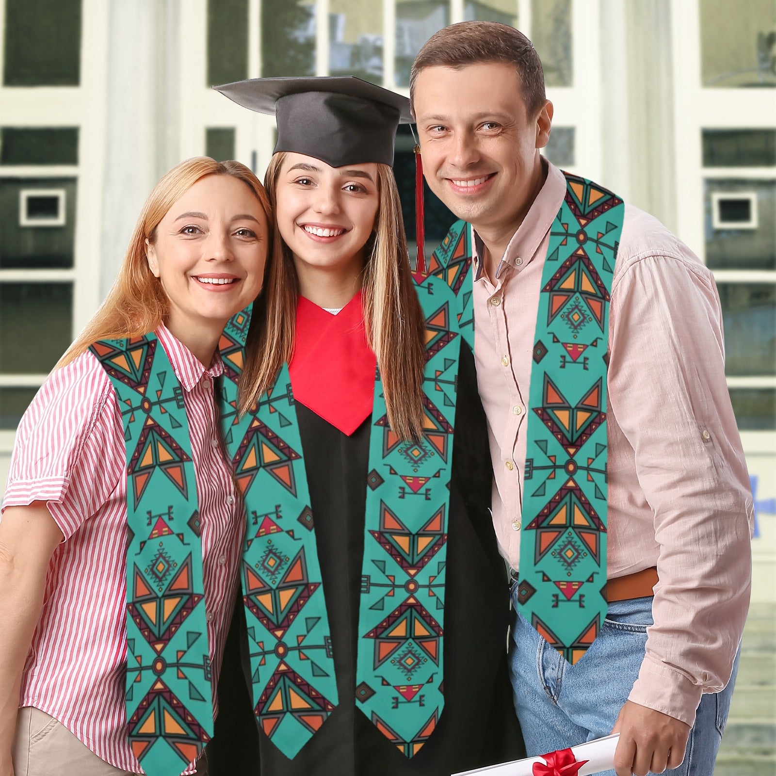 Arrow Dawn Turquoise Graduation Stole