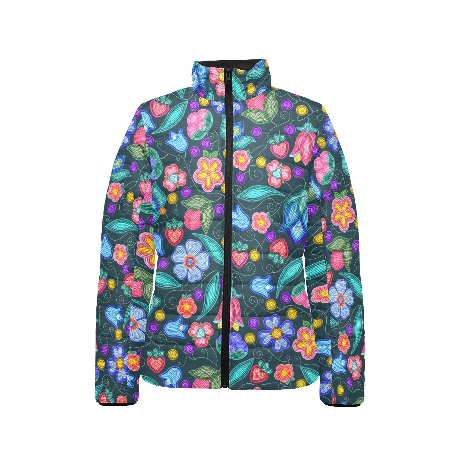 Sweet Offering Dark Teal Women's Stand Collar Padded Jacket