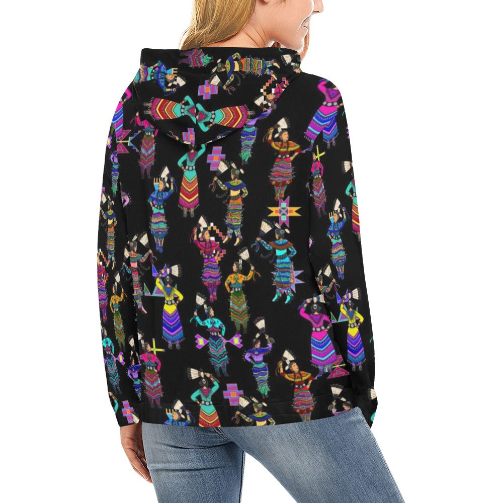 Women's Jingle Dancers Black Hoodie for Women (USA Size)