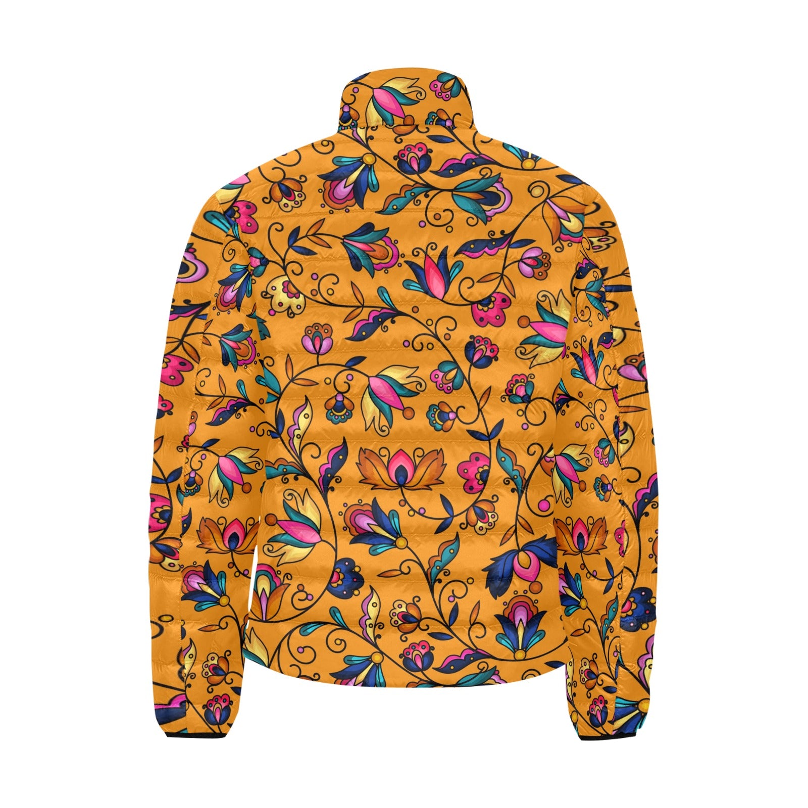 Copper Prairie Petals Orange Men's Padded Jacket