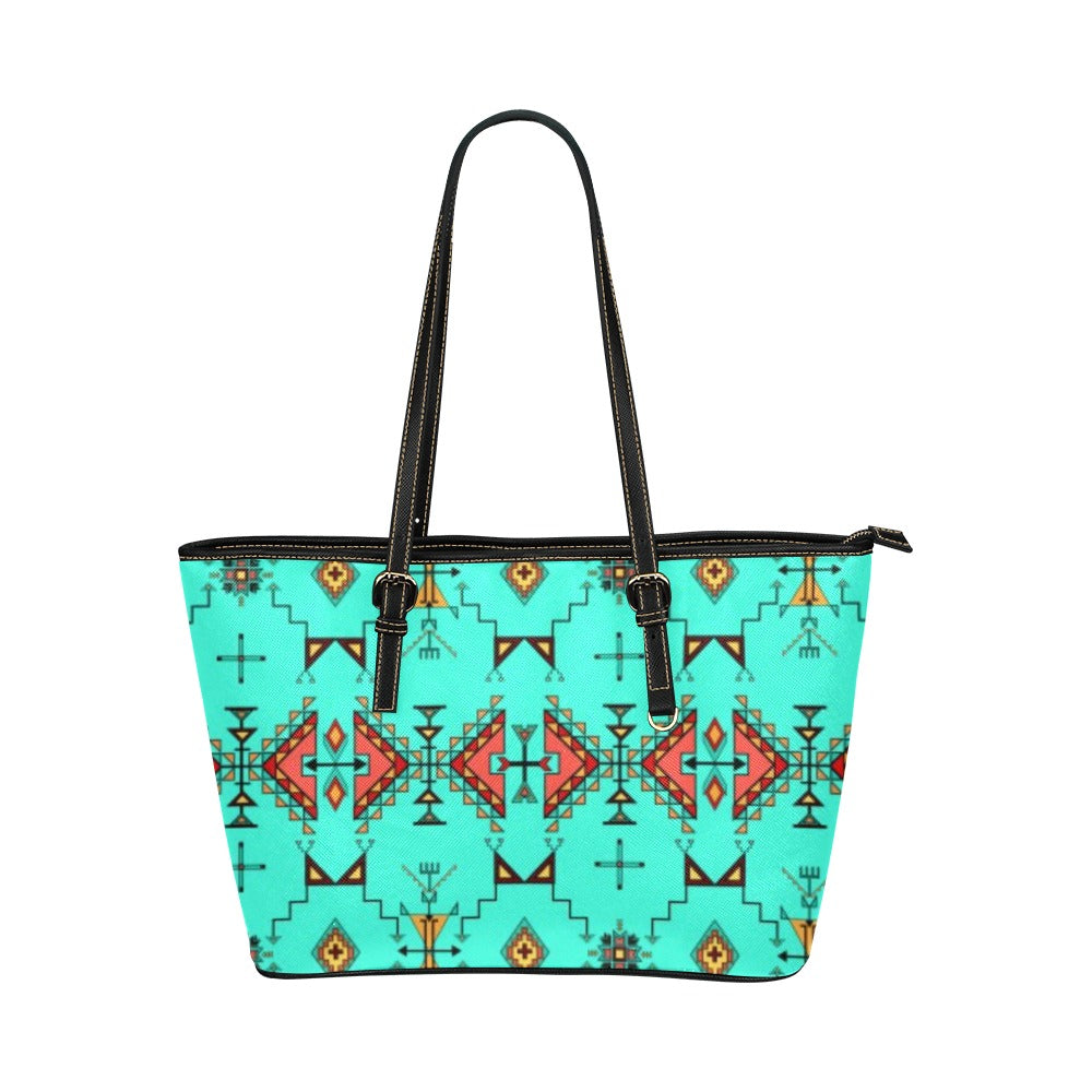 Thunder Flight Turquoise Leather Tote Bag/Large
